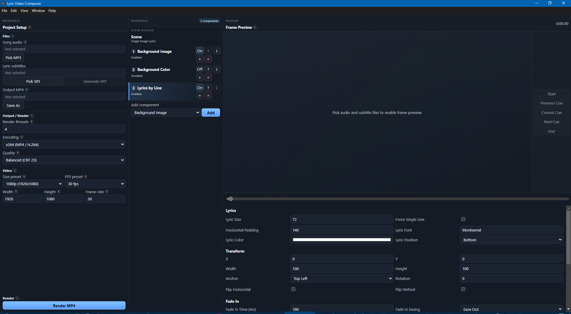 Lyrics component options