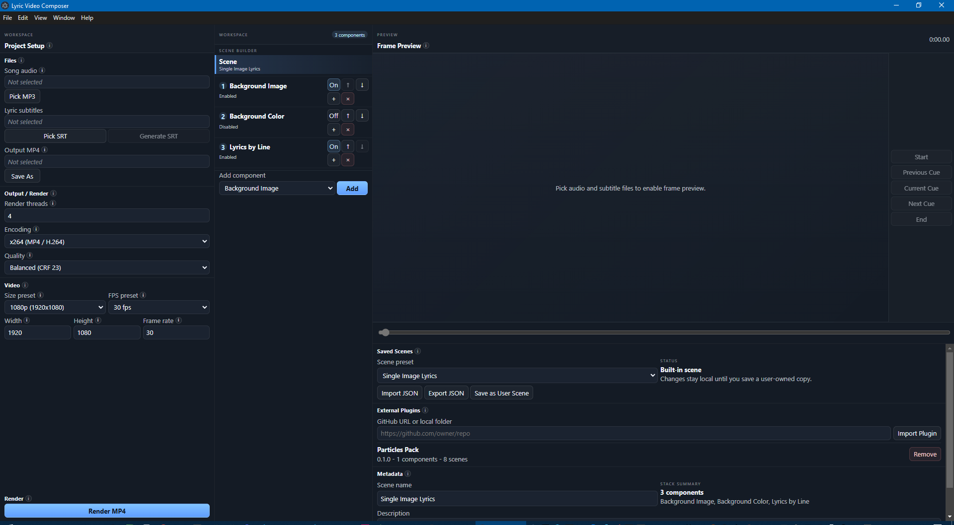 Main workspace layout